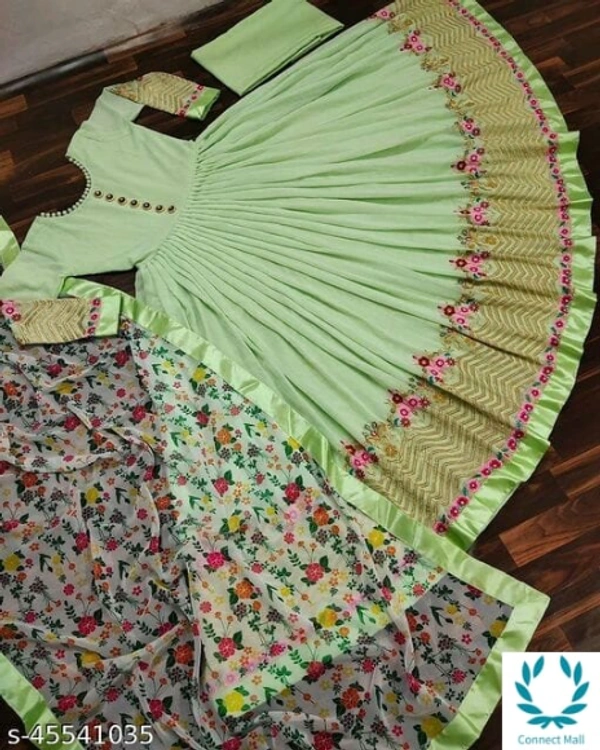 Sea Green Georgette Long Gown - Free Size, Green Sea, Georgette, Embroidered, Pack of :1